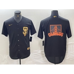 Men San Francisco Giants Black Team Big Logo Cool Base Stitched Baseball Jersey 3