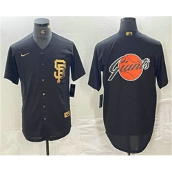 Men San Francisco Giants Team Big Logo Black Gold Cool Base Stitched Baseball Jerseys