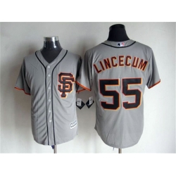 Men San Francisco Giants Tim Lincecum 55 Gray Stitched Cool Base MLB Jersey