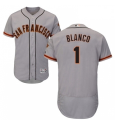Mens Majestic San Francisco Giants 1 Gregor Blanco Grey Road Flex Base Authentic Collection MLB Jersey