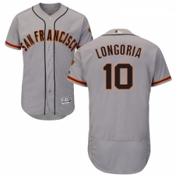 Mens Majestic San Francisco Giants 10 Evan Longoria Grey Road Flex Base Authentic Collection MLB Jersey