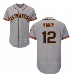 Mens Majestic San Francisco Giants 12 Joe Panik Grey Road Flex Base Authentic Collection MLB Jersey