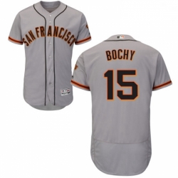 Mens Majestic San Francisco Giants 15 Bruce Bochy Grey Road Flex Base Authentic Collection MLB Jersey