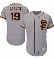 Mens Majestic San Francisco Giants 19 Alen Hanson Grey Alternate Flex Base Authentic Collection MLB Jersey 