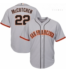 Mens Majestic San Francisco Giants 22 Andrew McCutchen Replica Grey Road Cool Base MLB Jersey 