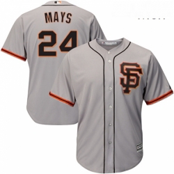 Mens Majestic San Francisco Giants 24 Willie Mays Replica Grey Road 2 Cool Base MLB Jersey