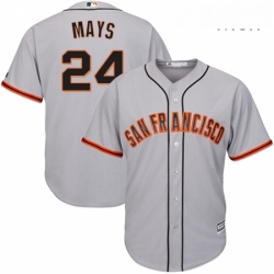 Mens Majestic San Francisco Giants 24 Willie Mays Replica Grey Road Cool Base MLB Jersey