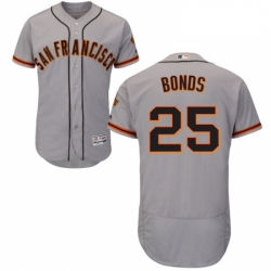 Mens Majestic San Francisco Giants 25 Barry Bonds Grey Road Flex Base Authentic Collection MLB Jersey