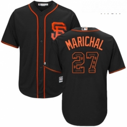 Mens Majestic San Francisco Giants 27 Juan Marichal Authentic Black Team Logo Fashion Cool Base MLB Jersey