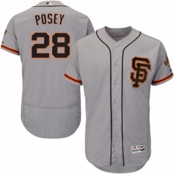 Mens Majestic San Francisco Giants 28 Buster Posey Grey Alternate Flex Base Authentic Collection MLB Jersey