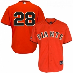 Mens Majestic San Francisco Giants 28 Buster Posey Replica Orange Old Style MLB Jersey