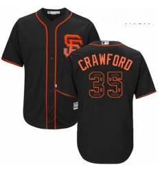 Mens Majestic San Francisco Giants 35 Brandon Crawford Authentic Black Team Logo Fashion Cool Base MLB Jersey