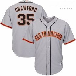 Mens Majestic San Francisco Giants 35 Brandon Crawford Replica Grey Road Cool Base MLB Jersey