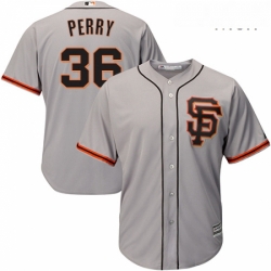 Mens Majestic San Francisco Giants 36 Gaylord Perry Replica Grey Road 2 Cool Base MLB Jersey