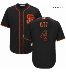 Mens Majestic San Francisco Giants 4 Mel Ott Authentic Black Team Logo Fashion Cool Base MLB Jersey