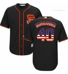 Mens Majestic San Francisco Giants 40 Madison Bumgarner Authentic Black USA Flag Fashion MLB Jersey