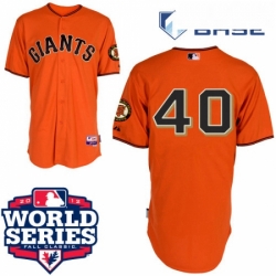 Mens Majestic San Francisco Giants 40 Madison Bumgarner Authentic Orange Cool Base 2012 World Series Patch MLB Jersey