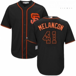 Mens Majestic San Francisco Giants 41 Mark Melancon Authentic Black Team Logo Fashion Cool Base MLB Jersey