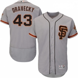Mens Majestic San Francisco Giants 43 Dave Dravecky Grey Alternate Flex Base Authentic Collection MLB Jersey