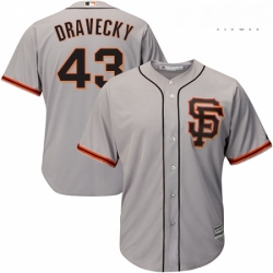Mens Majestic San Francisco Giants 43 Dave Dravecky Replica Grey Road 2 Cool Base MLB Jersey