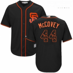 Mens Majestic San Francisco Giants 44 Willie McCovey Authentic Black Team Logo Fashion Cool Base MLB Jersey