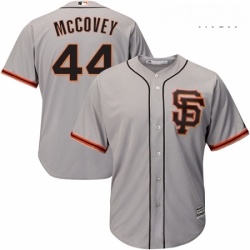 Mens Majestic San Francisco Giants 44 Willie McCovey Replica Grey Road 2 Cool Base MLB Jersey