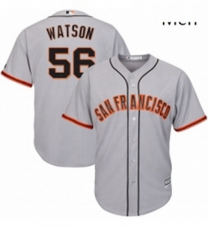 Mens Majestic San Francisco Giants 56 Tony Watson Replica Grey Road Cool Base MLB Jersey 