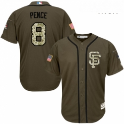 Mens Majestic San Francisco Giants 8 Hunter Pence Authentic Green Salute to Service MLB Jersey