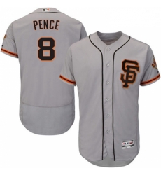 Mens Majestic San Francisco Giants 8 Hunter Pence Grey Alternate Flex Base Authentic Collection MLB Jersey 