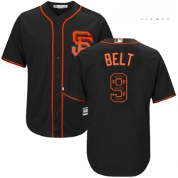 Mens Majestic San Francisco Giants 9 Brandon Belt Authentic Black Team Logo Fashion Cool Base MLB Jersey