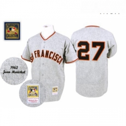 Mens Mitchell and Ness 1962 San Francisco Giants 27 Juan Marichal Replica Grey Throwback MLB Jersey