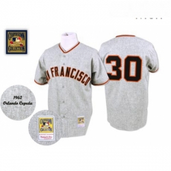 Mens Mitchell and Ness 1962 San Francisco Giants 30 Orlando Cepeda Authentic Grey Throwback MLB Jersey