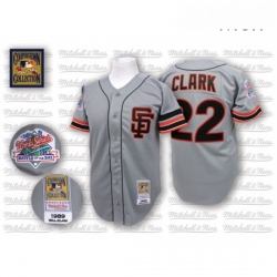 Mens Mitchell and Ness San Francisco Giants 22 Will Clark Authentic Grey Throwback MLB Jersey