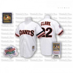 Mens Mitchell and Ness San Francisco Giants 22 Will Clark Replica White Throwback MLB Jersey