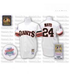 Mens Mitchell and Ness San Francisco Giants 24 Willie Mays Authentic White Throwback MLB Jersey