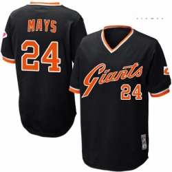 Mens Mitchell and Ness San Francisco Giants 24 Willie Mays Replica Black Throwback MLB Jersey