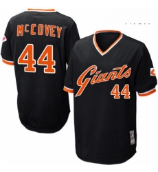 Mens Mitchell and Ness San Francisco Giants 44 Willie McCovey Replica Black Throwback MLB Jersey
