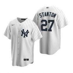Mens Nike New York Yankees 27 Giancarlo Stanton White Home Stitched Baseball Jersey