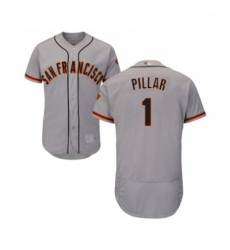 Mens San Francisco Giants 1 Kevin Pillar Grey Road Flex Base Authentic Collection Baseball Jersey