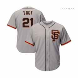 Mens San Francisco Giants 21 Stephen Vogt Replica Grey Road 2 Cool Base Baseball Jersey 