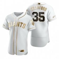 San Francisco Giants 35 Brandon Crawford White Nike Mens Authentic Golden Edition MLB Jersey