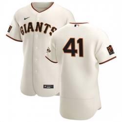 San Francisco Giants 41 Wilmer Flores Men Nike Cream Home 2020 Authentic 20 at 24 Patch Player MLB Jersey