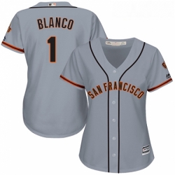 Womens Majestic San Francisco Giants 1 Gregor Blanco Authentic Grey Road Cool Base MLB Jersey 