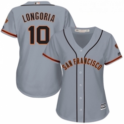 Womens Majestic San Francisco Giants 10 Evan Longoria Authentic Grey Road Cool Base MLB Jersey 