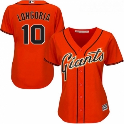 Womens Majestic San Francisco Giants 10 Evan Longoria Authentic Orange Alternate Cool Base MLB Jersey 