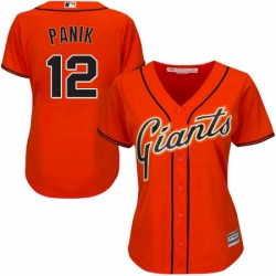 Womens Majestic San Francisco Giants 12 Joe Panik Authentic Orange Alternate Cool Base MLB Jersey
