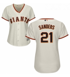 Womens Majestic San Francisco Giants 21 Deion Sanders Authentic Cream Home Cool Base MLB Jersey