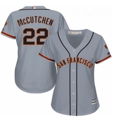 Womens Majestic San Francisco Giants 22 Andrew McCutchen Replica Grey Road Cool Base MLB Jersey 