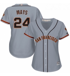 Womens Majestic San Francisco Giants 24 Willie Mays Replica Grey Road Cool Base MLB Jersey