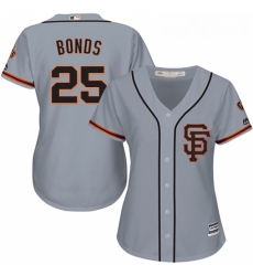 Womens Majestic San Francisco Giants 25 Barry Bonds Authentic Grey Road 2 Cool Base MLB Jersey